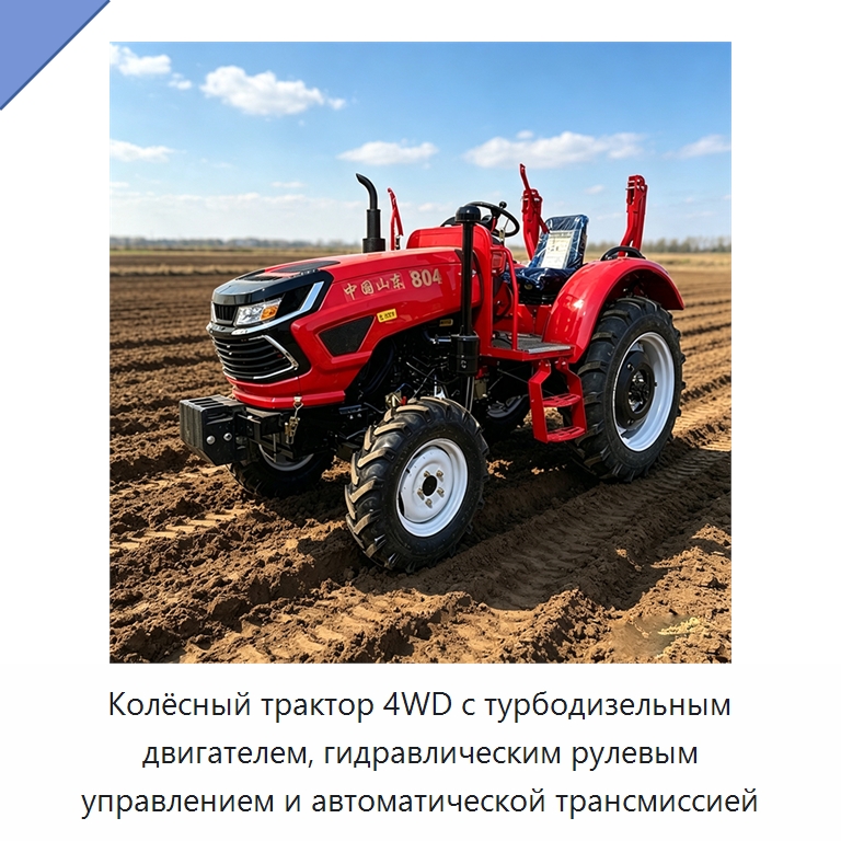 Колёсный трактор 4WD с турбодизельным двигателем, гидравлическим рулевым управлением и автоматической трансмиссией — Тракторы