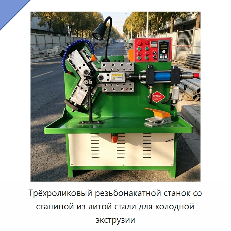 Трёхроликовый резьбонакатной станок со станиной из литой стали для холодной экструзии — Металлоформовочное оборудование