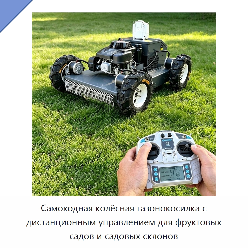 Самоходная колёсная газонокосилка с дистанционным управлением для фруктовых садов и садовых склонов — Газонокосилки