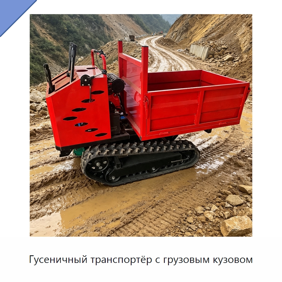 Гусеничный транспортёр с грузовым кузовом — Специальная строительная техника