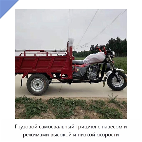 Грузовой самосвальный трицикл с навесом и режимами высокой и низкой скорости