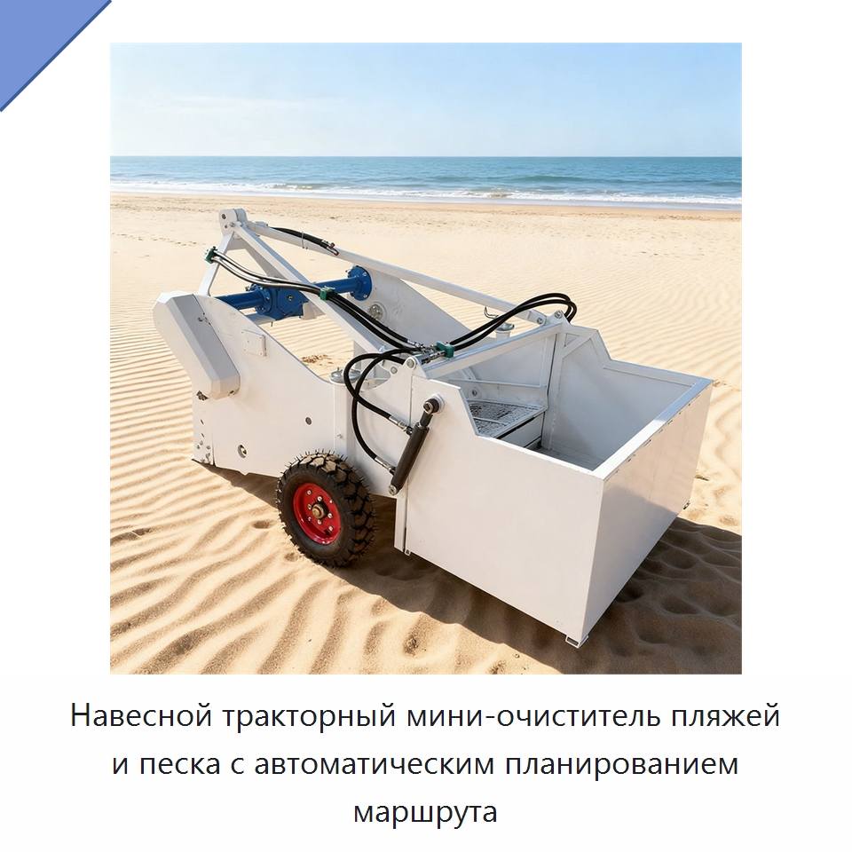 Навесной тракторный мини-очиститель пляжей и песка с автоматическим планированием маршрута — Горнодобывающее оборудование