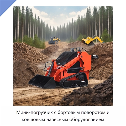 Мини-погрузчик с бортовым поворотом и ковшовым навесным оборудованием