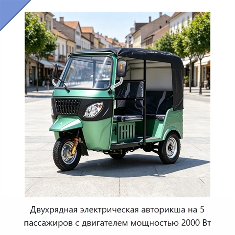 Двухрядная электрическая авторикша на 5 пассажиров с двигателем мощностью 2000 Вт