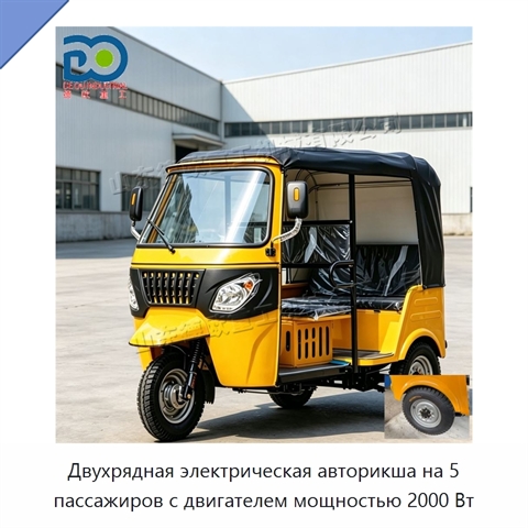 Двухрядная электрическая авторикша на 5 пассажиров с двигателем мощностью 2000 Вт