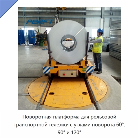 Поворотная платформа для рельсовой транспортной тележки с углами поворота 60°, 90° и 120°
