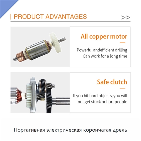 Портативная электрическая корончатая дрель