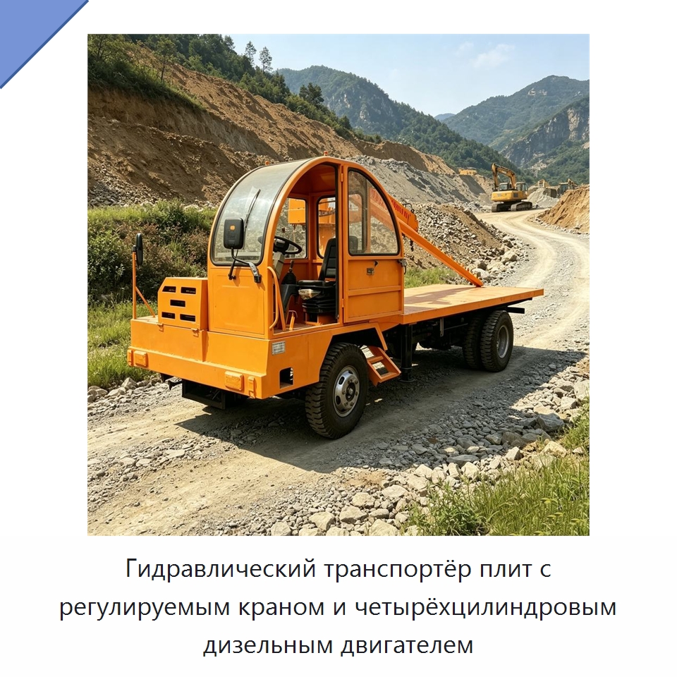 Гидравлический транспортёр плит с регулируемым краном и четырёхцилиндровым дизельным двигателем — Краны