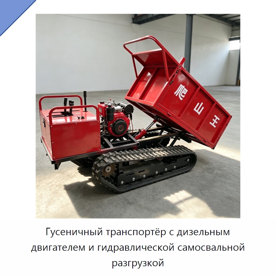 Гусеничный транспортёр с дизельным двигателем и гидравлической самосвальной разгрузкой — Землеройная техника