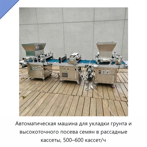 Автоматическая машина для укладки грунта и высокоточного посева семян в рассадные кассеты, 500–600 кассет/ч