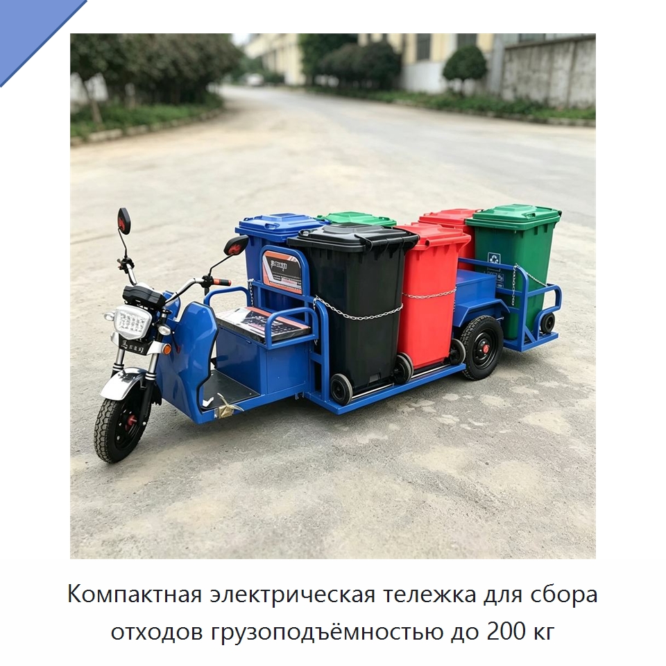 Компактная электрическая тележка для сбора отходов грузоподъёмностью до 200 кг — Коммунальная техника