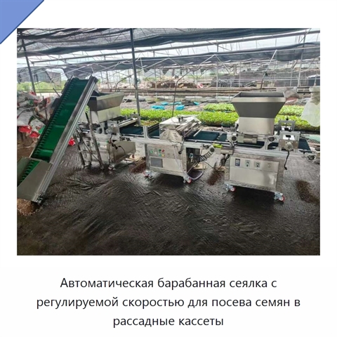 Автоматическая барабанная сеялка с регулируемой скоростью для посева семян в рассадные кассеты