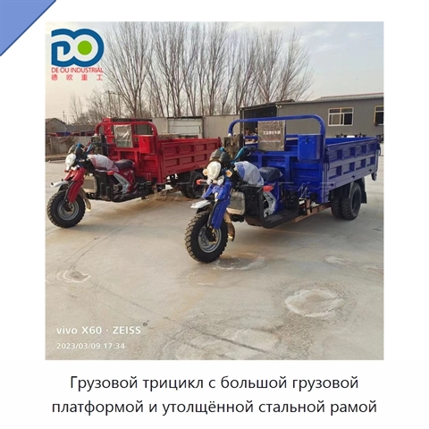 Грузовой трицикл с большой грузовой платформой и утолщённой стальной рамой