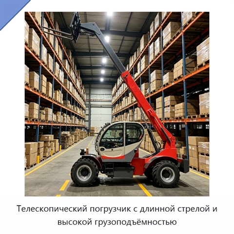 Телескопический погрузчик с длинной стрелой и высокой грузоподъёмностью
