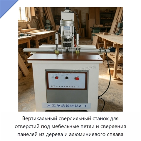 Вертикальный сверлильный станок для отверстий под мебельные петли и сверления панелей из дерева и алюминиевого сплава