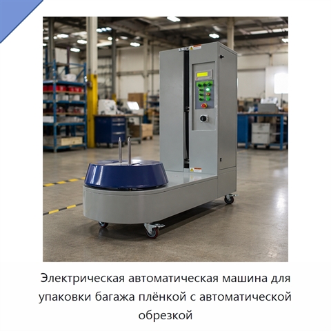 Электрическая автоматическая машина для упаковки багажа плёнкой с автоматической обрезкой