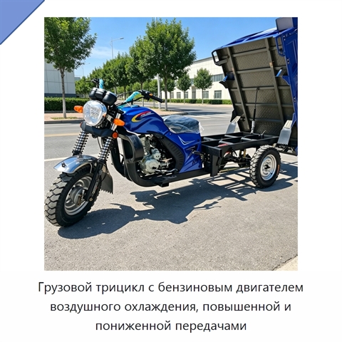 Грузовой трицикл с бензиновым двигателем воздушного охлаждения, повышенной и пониженной передачами