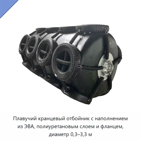 Плавучий кранцевый отбойник с наполнением из ЭВА, полиуретановым слоем и фланцем, диаметр 0,3–3,3 м