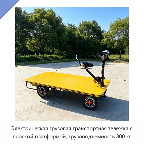 Электрическая грузовая транспортная тележка с плоской платформой, грузоподъёмность 800 кг