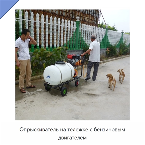 Опрыскиватель на тележке с бензиновым двигателем