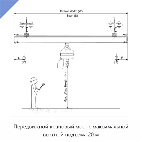 Передвижной крановый мост с максимальной высотой подъёма 20 м