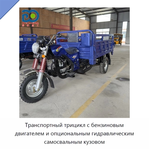 Транспортный трицикл с бензиновым двигателем и опциональным гидравлическим самосвальным кузовом