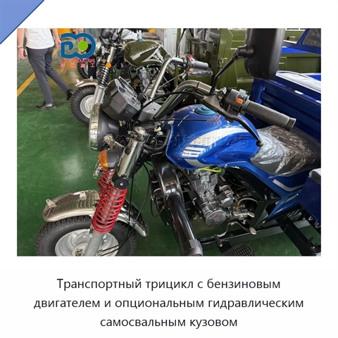Транспортный трицикл с бензиновым двигателем и опциональным гидравлическим самосвальным кузовом