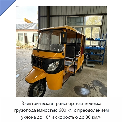 Электрическая транспортная тележка грузоподъёмностью 600 кг, с преодолением уклона до 10° и скоростью до 30 км/ч