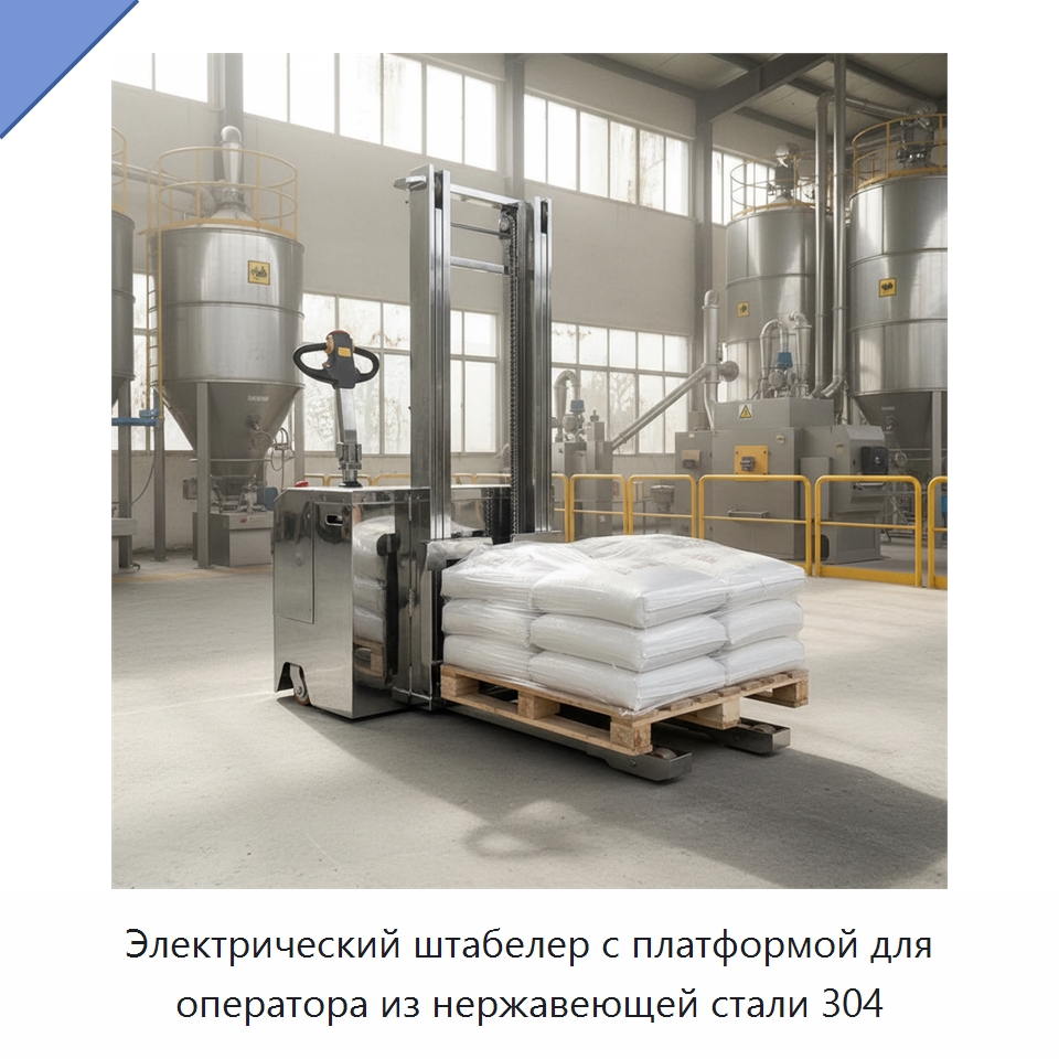 Электрический штабелер с платформой для оператора из нержавеющей стали 304
