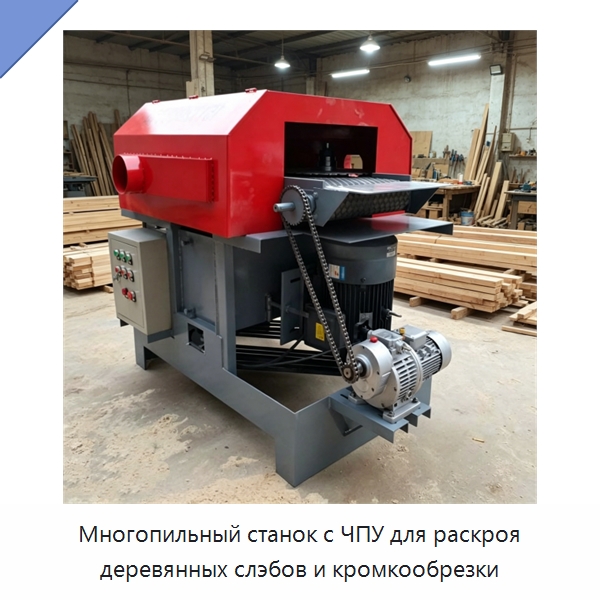 Многопильный станок с ЧПУ для раскроя деревянных слэбов и кромкообрезки