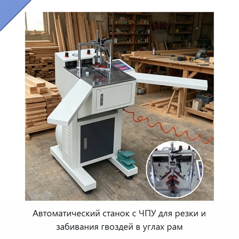 Автоматический станок с ЧПУ для резки и забивания гвоздей в углах рам