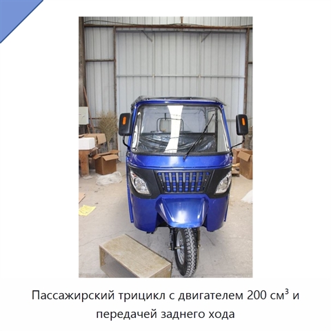 Пассажирский трицикл с двигателем 200 см³ и передачей заднего хода