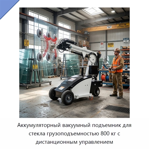 Аккумуляторный вакуумный подъемник для стекла грузоподъемностью 800 кг с дистанционным управлением