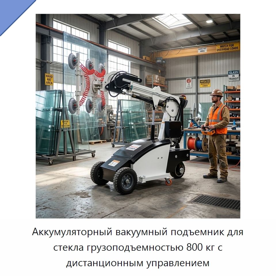 Аккумуляторный вакуумный подъемник для стекла грузоподъемностью 800 кг с дистанционным управлением