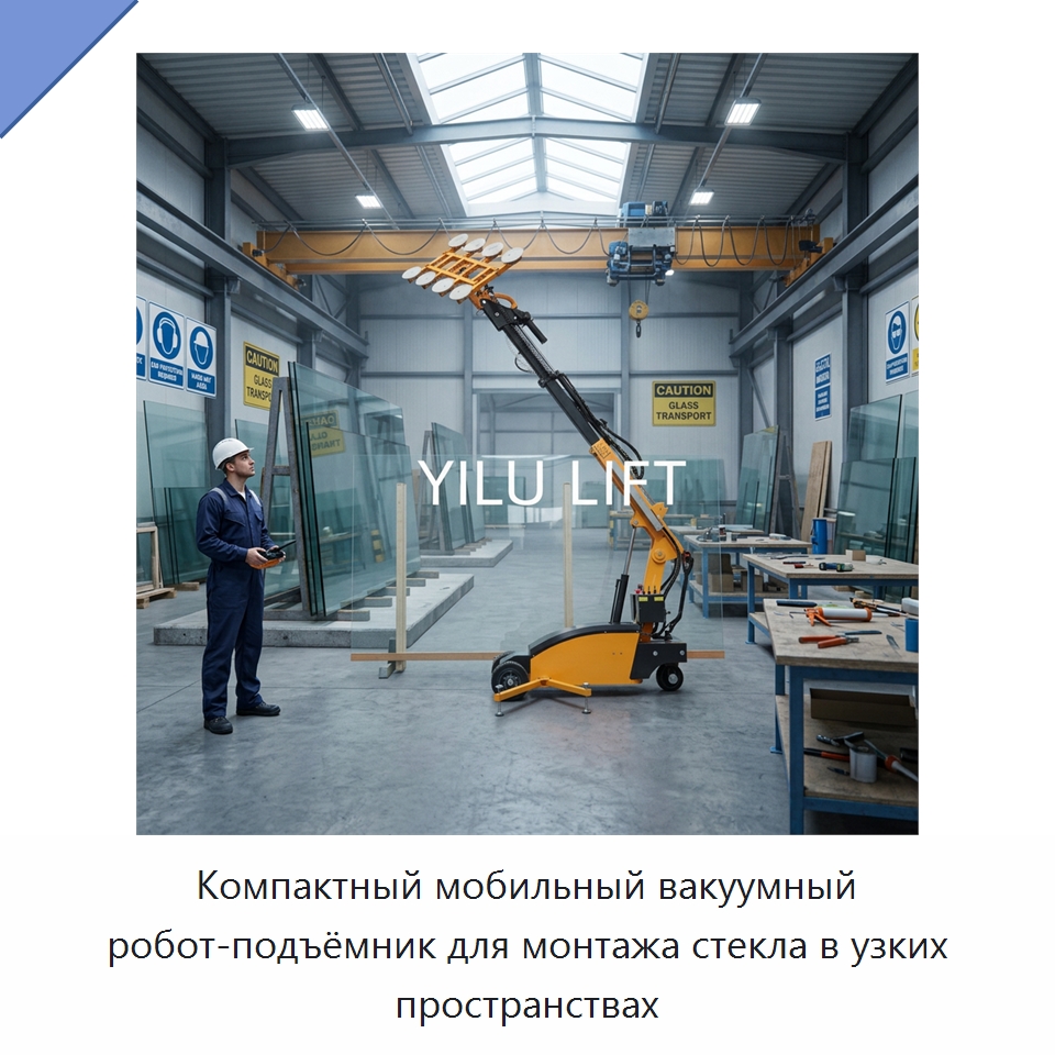 Компактный мобильный вакуумный робот-подъёмник для монтажа стекла в узких пространствах — Вакуумные грузозахваты