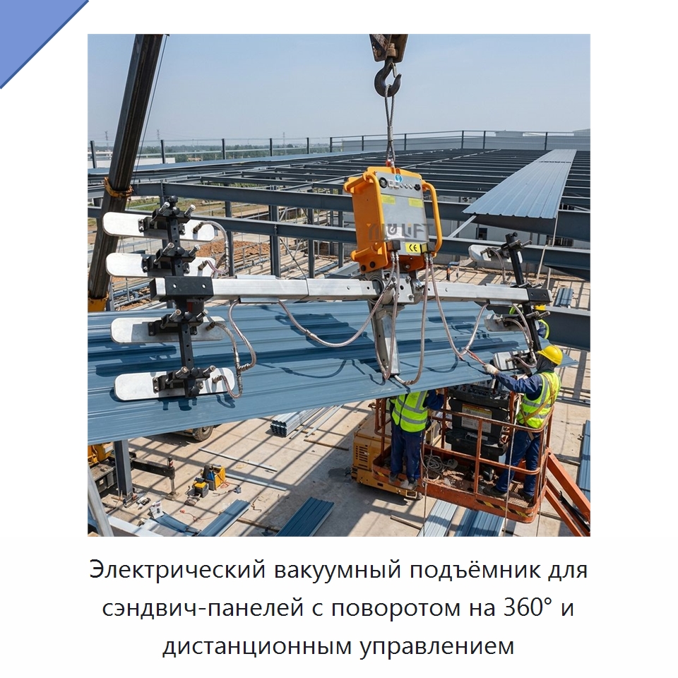 Электрический вакуумный подъёмник для сэндвич-панелей с поворотом на 360° и дистанционным управлением — Вакуумные грузозахваты