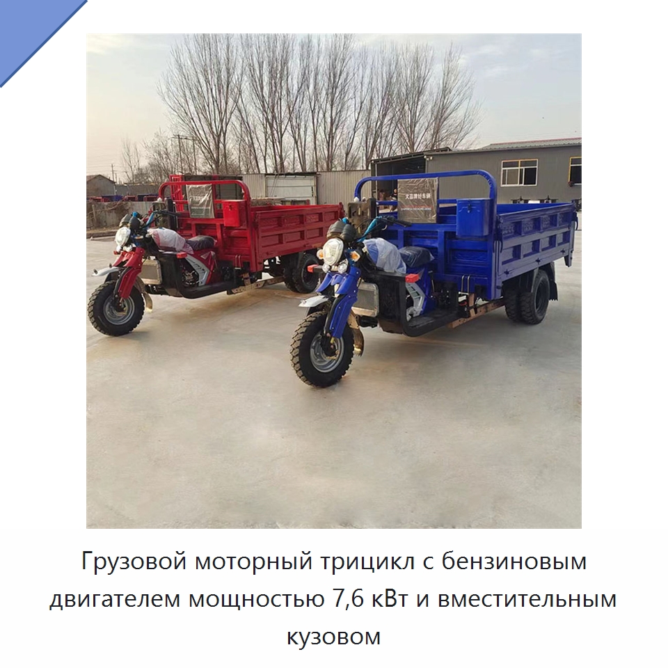 Грузовой моторный трицикл с бензиновым двигателем мощностью 7,6 кВт и вместительным кузовом — Специальная сельскохозяйственная техника
