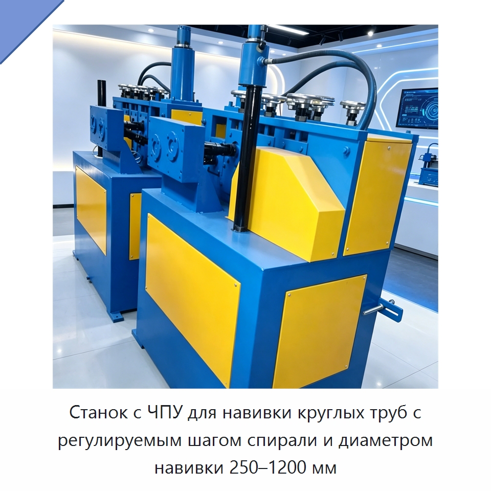 Станок с ЧПУ для навивки круглых труб с регулируемым шагом спирали и диаметром навивки 250–1200 мм — Специальное станочное оборудование
