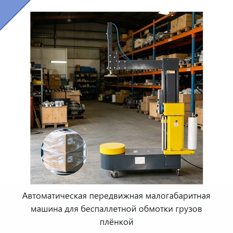 Автоматическая передвижная малогабаритная машина для беспаллетной обмотки грузов плёнкой — Оберточные машины