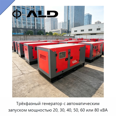 Трёхфазный генератор с автоматическим запуском мощностью 20, 30, 40, 50, 60 или 80 кВА