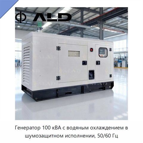 Генератор 100 кВА с водяным охлаждением в шумозащитном исполнении, 50/60 Гц