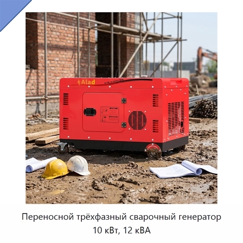 Переносной трёхфазный сварочный генератор 10 кВт, 12 кВА