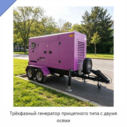 Трёхфазный генератор прицепного типа с двумя осями