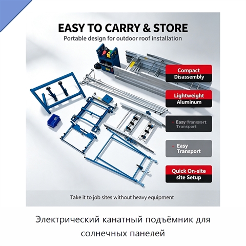 Электрический канатный подъёмник для солнечных панелей