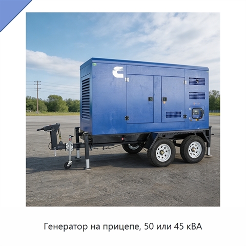 Генератор на прицепе, 50 или 45 кВА