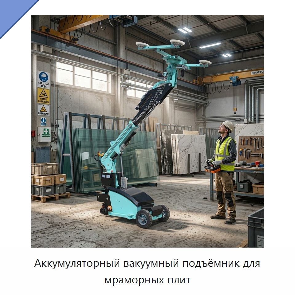 Аккумуляторный вакуумный подъёмник для мраморных плит — Вакуумные грузозахваты