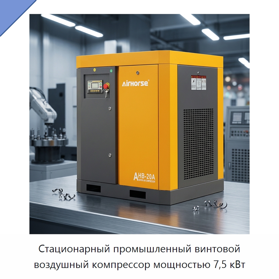 Стационарный промышленный винтовой воздушный компрессор мощностью 7,5 кВт — Промышленные компрессоры