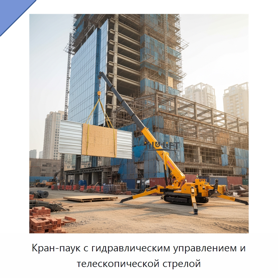 Кран-паук с гидравлическим управлением и телескопической стрелой — Краны