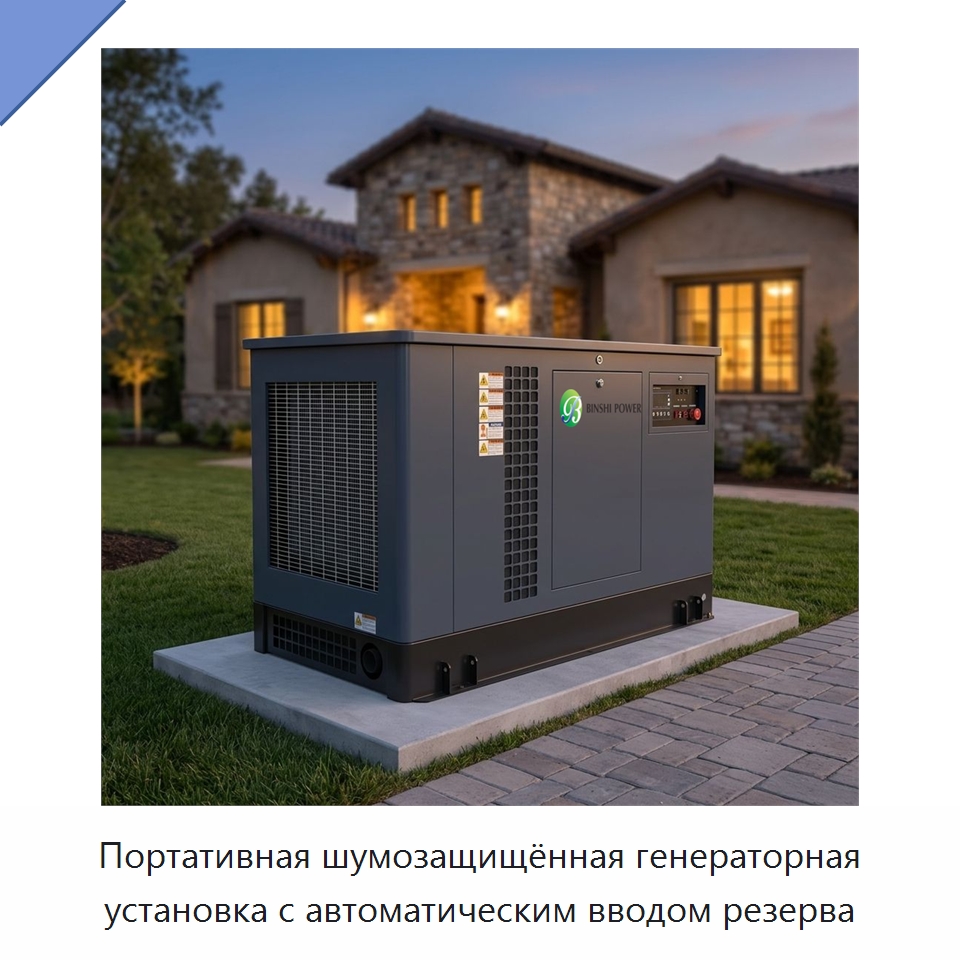 Портативная шумозащищённая генераторная установка с автоматическим вводом резерва — Бензиновые генераторы