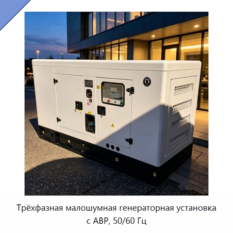 Трёхфазная малошумная генераторная установка с АВР, 50/60 Гц